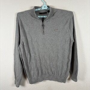 Greg Norman Mens Sweater Sz L Large Lng Sleeve Gray Diamond Sweatshirt Excellent